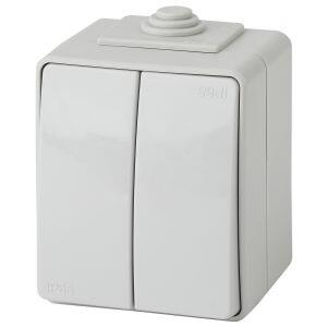 11-1604-03 ЭРА Выключатель двойной IP65, 10АХ-250В, ОУ, Эра Эксперт, серый (10/100/1600) 11-1604-03 ЭРА Выключатель двойной IP65, 10АХ-250В, ОУ, Эра Эксперт, серый (10/100/1600)