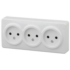 11-2207-01 ЭРА Розетка 3х2P, 16A-250В, IP20, ОУ, Эра Эксперт, белый (8/80/1440)