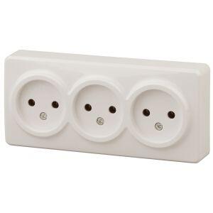 11-2207-02 ЭРА Розетка 3х2P, 16A-250В, IP20, ОУ, Эра Эксперт, сл.кость (8/80/1440)