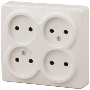 11-2210-02 ЭРА Розетка 4х2P, 16A-250В, IP20, ОУ, Эра Эксперт, сл.кость (12/120/1920)