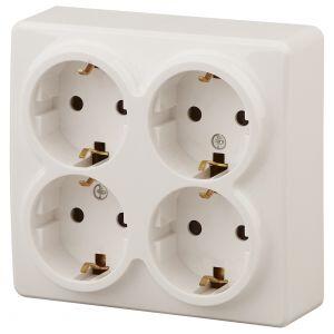 11-2211-02 ЭРА Розетка 4х2P+E Schuko со шторками, 16A-250В, IP20, ОУ, Эра Эксперт, сл.кость (8/80/96 11-2211-02 ЭРА Розетка 4х2P+E Schuko со шторками, 16A-250В, IP20, ОУ, Эра Эксперт, сл.кость (8/80/96