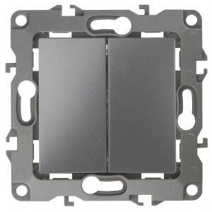 12-1004-12 ЭРА Выключатель двойной, 10АХ-250В, IP20, без м.лапок, Эра12, графит (10/100/2500) 12-1004-12 ЭРА Выключатель двойной, 10АХ-250В, IP20, без м.лапок, Эра12, графит (10/100/2500)