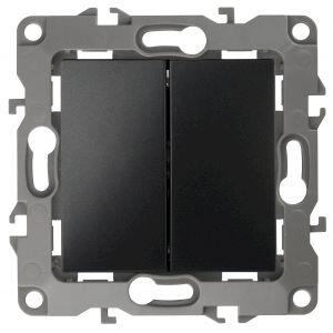 12-1106-05 ЭРА Переключатель двойной, 10АХ-250В, IP20, Эра12, антрацит (10/100/2500)
