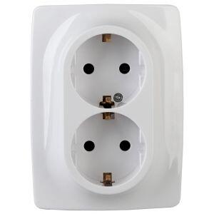 12-2008-01 ЭРА Розетка 2X2P+E Schuko со шторками , 16А-250В, б.л., Эра12, белый (10/100/1800)