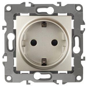 12-2101-04 ЭРА Розетка 2P+E Schuko, 16A-250В, IP20, Эра12, шампань (10/100/2800)