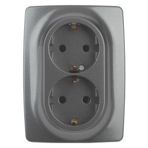 12-2106-12 ЭРА Розетка 2X2P+E Schuko, 16A-250В, IP20, Эра12, графит (10/100/1600) 12-2106-12 ЭРА Розетка 2X2P+E Schuko, 16A-250В, IP20, Эра12, графит (10/100/1600)