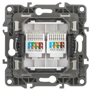 12-3108-12 ЭРА Розетка информационная двойная 2XRJ45, IP20, Эра12, графит (10/100/2500) 12-3108-12 ЭРА Розетка информационная двойная 2XRJ45, IP20, Эра12, графит (10/100/2500)