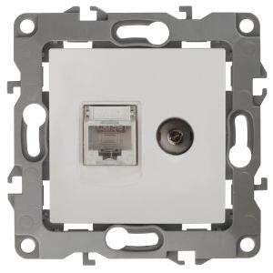 12-3110-01 ЭРА Розетка комбинированная RJ45+TV, IP20, Эра12, белый (10/100/3200) 12-3110-01 ЭРА Розетка комбинированная RJ45+TV, IP20, Эра12, белый (10/100/3200)