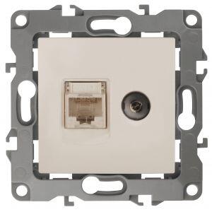 12-3110-02 ЭРА Розетка комбинированная RJ45+TV, IP20, Эра12, слоновая кость (10/100/3200) 12-3110-02 ЭРА Розетка комбинированная RJ45+TV, IP20, Эра12, слоновая кость (10/100/3200)