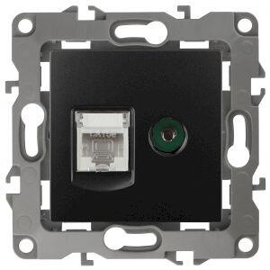 12-3110-05 ЭРА Розетка комбинированная RJ45+TV, IP20, Эра12, антрацит (10/100/2800) 12-3110-05 ЭРА Розетка комбинированная RJ45+TV, IP20, Эра12, антрацит (10/100/2800)