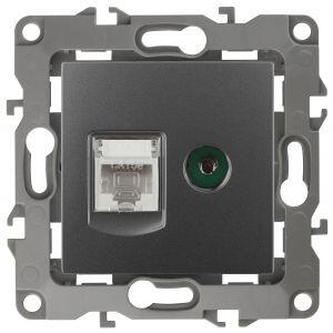 12-3110-12 ЭРА Розетка комбинированная RJ45+TV, IP20, Эра12, графит (10/100/3200) 12-3110-12 ЭРА Розетка комбинированная RJ45+TV, IP20, Эра12, графит (10/100/3200)