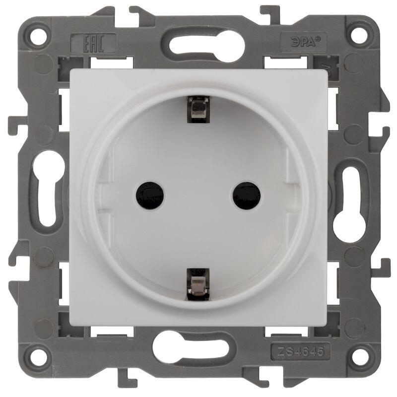 14-2101-01 ЭРА Розетка 2P+E Schuko, 16A-250В, IP20, Эра Elegance, белый (10/100/3500)