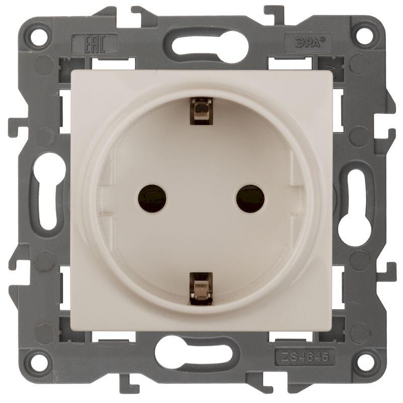 14-2101-02 ЭРА Розетка 2P+E Schuko, 16A-250В, IP20, Эра Elegance, сл.кость (10/100/3000)