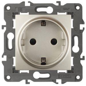 14-2102-04 ЭРА Розетка 2P+E Schuko со шторками, 16A-250В, IP20, Эра Elegance, шампань (10/100/3500) 14-2102-04 ЭРА Розетка 2P+E Schuko со шторками, 16A-250В, IP20, Эра Elegance, шампань (10/100/3500)