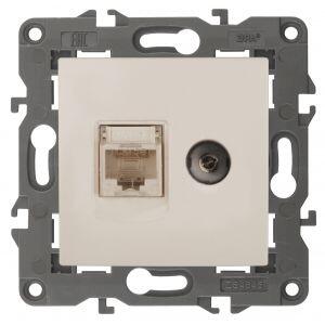 14-3110-02 ЭРА Розетка RJ45+TV, IP20, сл.кость (10/100/1600)