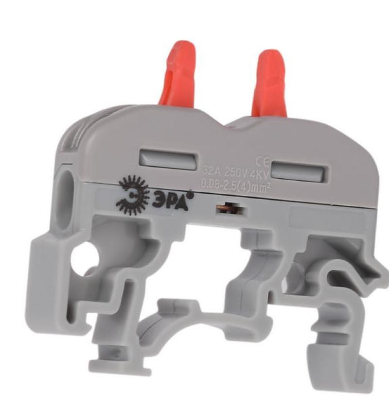 Клемма ЭРА NO-225-396 проходная на DIN-рейку 222-2411D с рычагами 1 полюс 0.08-2.5/4 мм2 (упаковка 10 шт.)