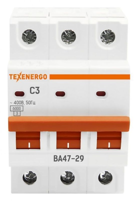 Автоматический выключатель ВА47-29 3п    3А    6кА Texenergo хар-ка С