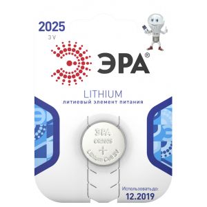 Батарейки ЭРА CR2025-1BL Lithium (40/320/28160)