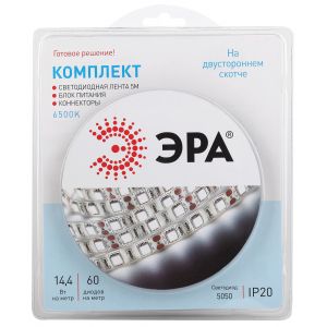 ЭРА Комплект светодиодной ленты 5050kit-14,4-60-12-IP20-6500-5m (50/300)