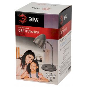 ЭРА наст.светильник N-116-Е27-40W-GY серый (16/96) ЭРА наст.светильник N-116-Е27-40W-GY серый (16/96)