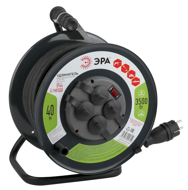 ЭРА Удлинитель силовой RMx-4es-3x2.5-40m-IP44(KG) на м. катушке c/з 4 гн 40м КГ 3х2.5 (1/32)