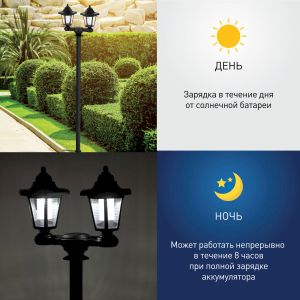 ERASV01-01 ЭРА ЭРА Садовый светильник на солнечной батарее, пластик, черный, 150 см (12/96)