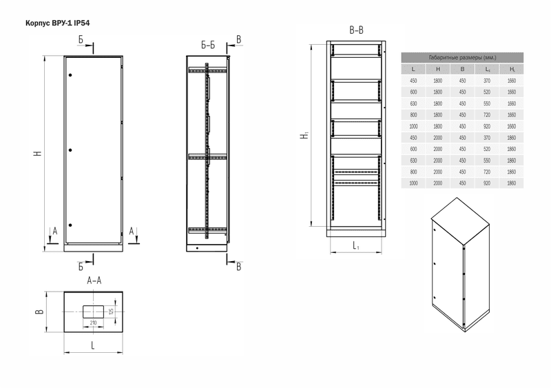 Корпус ВРУ-1 1800х1200х450 IP54 RAL 7035 цельнометаллический двустворчатый Корпус ВРУ-1 1800х1200х450 IP54 RAL 7035 цельнометаллический двустворчатый