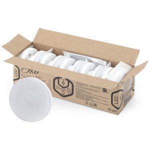Лампочка светодиодная ЭРА RED LINE ECO LED GX-6W-827-GX53 (10-PACK) GX53 6Вт таблетка теплый белый свет Лампочка светодиодная ЭРА RED LINE ECO LED GX-6W-827-GX53 (10-PACK) GX53 6Вт таблетка теплый белый свет