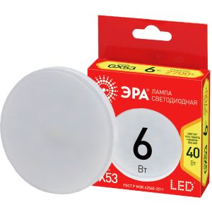 Лампочка светодиодная ЭРА RED LINE ECO LED GX-6W-827-GX53 GX53 6Вт таблетка теплый белый свет Лампочка светодиодная ЭРА RED LINE ECO LED GX-6W-827-GX53 GX53 6Вт таблетка теплый белый свет
