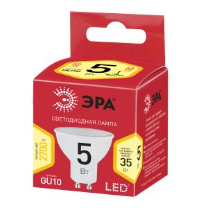 Лампочка светодиодная ЭРА RED LINE LED MR16-5W-827-GU10 R GU10 5 Вт софит теплый белый свет Лампочка светодиодная ЭРА RED LINE LED MR16-5W-827-GU10 R GU10 5 Вт софит теплый белый свет