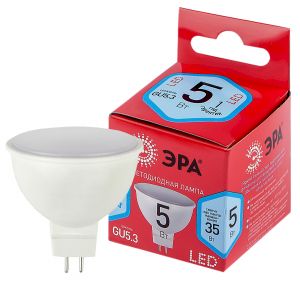 Лампочка светодиодная ЭРА RED LINE LED MR16-5W-840-GU5.3 R GU5.3 5 Вт софит нейтральный белый свет Лампочка светодиодная ЭРА RED LINE LED MR16-5W-840-GU5.3 R GU5.3 5 Вт софит нейтральный белый свет