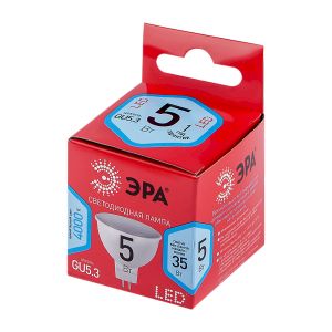 Лампочка светодиодная ЭРА RED LINE LED MR16-5W-840-GU5.3 R GU5.3 5 Вт софит нейтральный белый свет Лампочка светодиодная ЭРА RED LINE LED MR16-5W-840-GU5.3 R GU5.3 5 Вт софит нейтральный белый свет