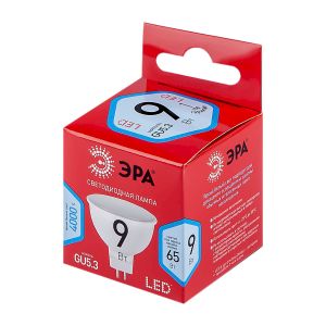 Лампочка светодиодная ЭРА RED LINE LED MR16-9W-840-GU5.3 R GU5.3 9 Вт софит нейтральный белый свет Лампочка светодиодная ЭРА RED LINE LED MR16-9W-840-GU5.3 R GU5.3 9 Вт софит нейтральный белый свет