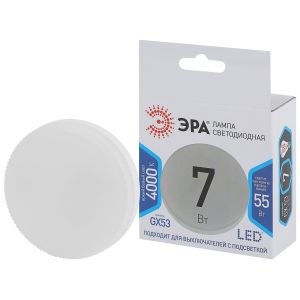 Лампочка светодиодная ЭРА STD LED GX-7W-840-GX53 GX53 7Вт таблетка нейтральный белый свет Лампочка светодиодная ЭРА STD LED GX-7W-840-GX53 GX53 7Вт таблетка нейтральный белый свет