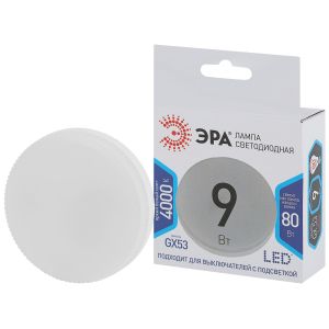 Лампочка светодиодная ЭРА STD LED GX-9W-840-GX53 GX53 9Вт таблетка нейтральный белый свет Лампочка светодиодная ЭРА STD LED GX-9W-840-GX53 GX53 9Вт таблетка нейтральный белый свет