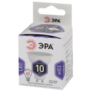 Лампочка светодиодная ЭРА STD LED MR16-10W-860-GU10 GU10 10Вт софит холодный дневной свет Лампочка светодиодная ЭРА STD LED MR16-10W-860-GU10 GU10 10Вт софит холодный дневной свет