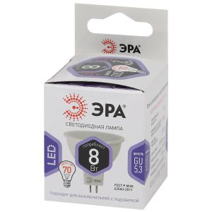 Лампочка светодиодная ЭРА STD LED MR16-8W-860-GU5.3 GU5.3 8Вт софит холодный дневной свет Лампочка светодиодная ЭРА STD LED MR16-8W-860-GU5.3 GU5.3 8Вт софит холодный дневной свет