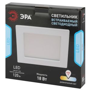 LED 2-18-4K Светильник ЭРА светодиодный квадратный LED 18W 220V 4000K (20/360)