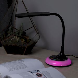 Настольный светильник ЭРА NLED-481-10W-BK светодиодный с RGB ночником черный