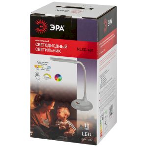 Настольный светильник ЭРА NLED-481-10W-W светодиодный с RGB ночником белый