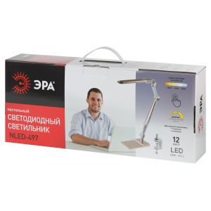 Настольный светильник ЭРА NLED-497-12W-G светодиодный на струбцине и с основанием золото