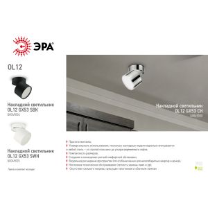 OL12 GX53 CH Подсветка ЭРА Накладные, под GX53 (40/960)