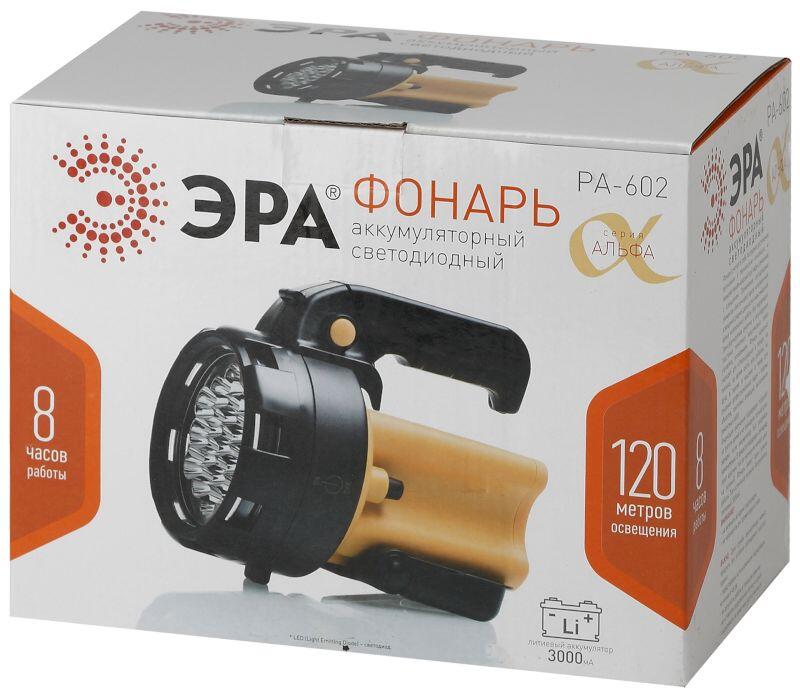 PA-602 Фонарь ЭРА прожектор АЛЬФА [19xLED, литий 3Ач, ЗУ 220V+12V, карт] (8/144)