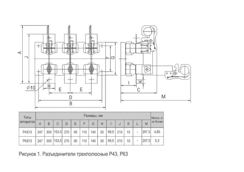 Разъединитель Р-43 400А Разъединитель Р-43 400А
