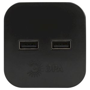 Разветвитель электрический ЭРА SP-2-USB-B на 2 розетки 220V + 2xUSB 2400mA, без заземл 10А (черный) Разветвитель электрический ЭРА SP-2-USB-B на 2 розетки 220V + 2xUSB 2400mA, без заземл 10А (черный)