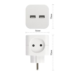 Разветвитель электрический ЭРА SP-2-USB-W на 2 розетки 220V + 2xUSB 2400mA, без заземл 10А (белый) Разветвитель электрический ЭРА SP-2-USB-W на 2 розетки 220V + 2xUSB 2400mA, без заземл 10А (белый)