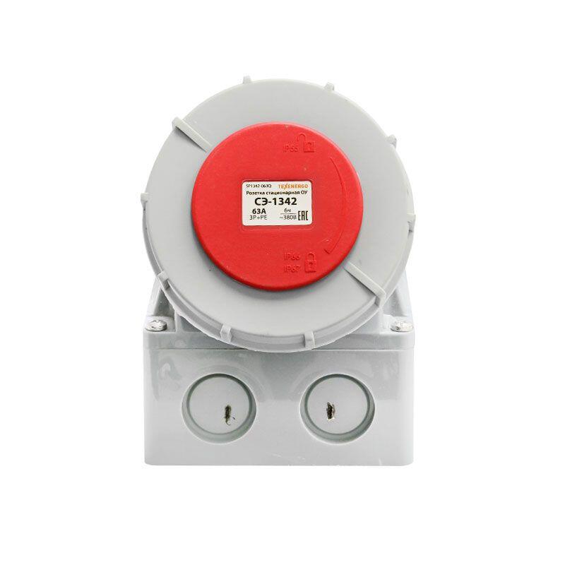 Розетка 1342 стац.  ОУ 3P+PE         63А  380В  IP67