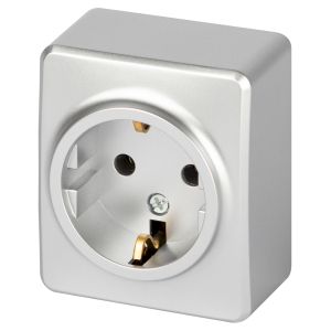 Розетка ЭРА Эксперт 11-2203-03 2P+E Schuko IP20 16A-250В ОУ алюминий Розетка ЭРА Эксперт 11-2203-03 2P+E Schuko IP20 16A-250В ОУ алюминий