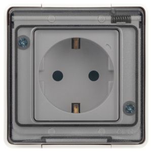 Розетка ЭРА Эксперт 11-2502-01 2P+E IP55, шторки, 16A-250В, ОУ, белый