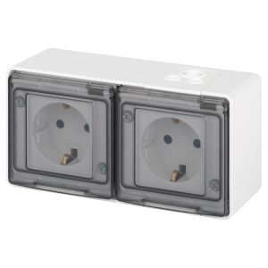 Розетка ЭРА Эксперт 11-2503-01 2х2P+E гориз. IP55, 16A-250В, ОУ, белый Розетка ЭРА Эксперт 11-2503-01 2х2P+E гориз. IP55, 16A-250В, ОУ, белый